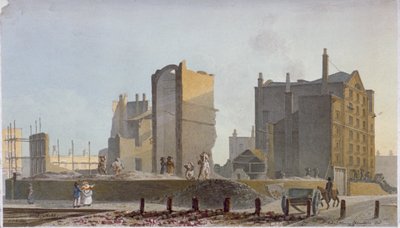 Ruined building, Commercial Road, Stepney, London, 1820 by Robert Blemmell Schnebbelie