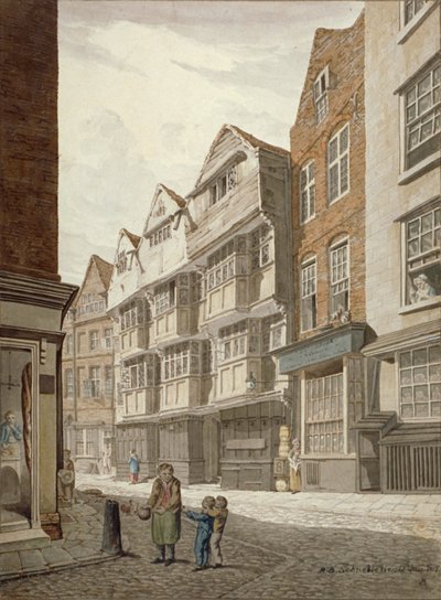 South-west View of an Old Timber-framed House in Ship Yard, Westminster, London by Robert Blemmell Schnebbelie