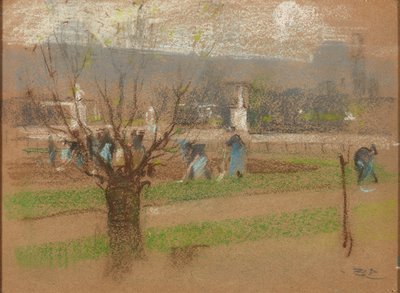 Bulb Planting in the Tuileries Gardens, Paris by Robert Brough