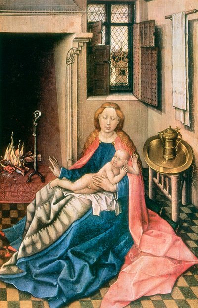 Madonna and Child Before a Fireplace, 1430s by Robert Campin