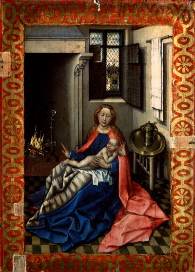 Madonna and Child before a Fireplace, 1430s by Robert Campin