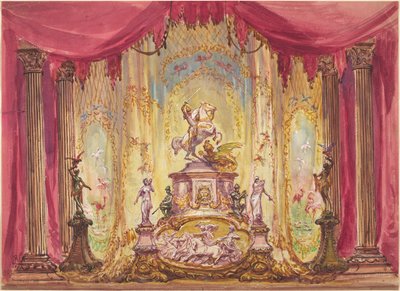Stage Set with a Statue Of Saint George Slaying the Dragon by Robert Caney