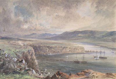 Foilhummerum Bay, Valentia, Looking from Cromwell Fort: The Caroline and Boats by Robert Charles Dudley