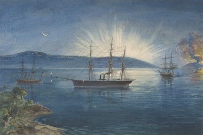 The Bay of Bull Arms, Trinity Bay, Newfoundland, Bonfires Lighted on the Hills to Notify..., 1865-66 by Robert Charles Dudley