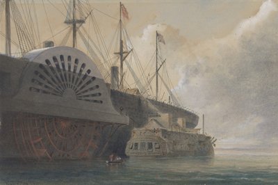 The Old Frigate Iris with Her Freight of Cable Alongside the Great Eastern at Sheerness by Robert Charles Dudley