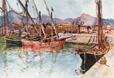 Coasting Vessels in the Harbour at Viareggio by Robert Charles Goff