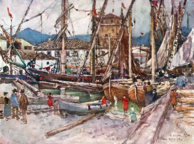Crowded Shipping in the Basin at Viareggio by Robert Charles Goff
