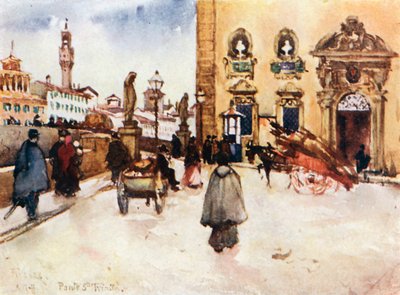 The Frescobaldi Palace, with the Ponte Santa Trinita, and the Tower of the Palazzo Vecchio by Robert Charles Goff