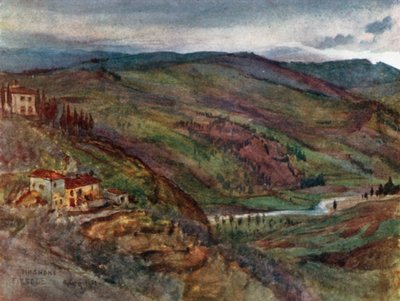 The Valley of the Mugnone Looking North to Monte Senario in the Distance by Robert Charles Goff