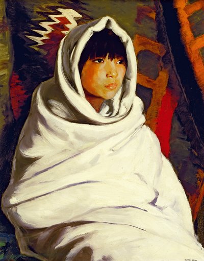 Indian Girl in a White Blanket by Robert Cozad Henri