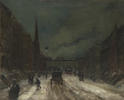 Street Scene with Snow (57th Street, NYC) by Robert Cozad Henri