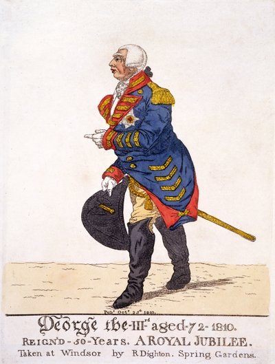 George III of Britain in 1810 on his Fifty Year Jubilee, print by R Dighton by Robert Dighton