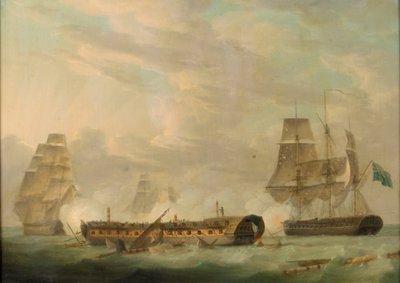 Action at Sea: A French Frigate Completely Dismasted by Robert Dodd