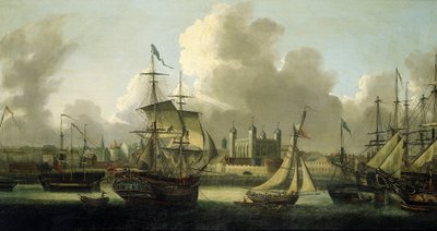 Sailing in London, Description of the Tower of London on the Left by Robert Dodd