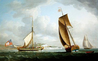 The Trinity House Yacht in two positions off Dover by Robert Dodd