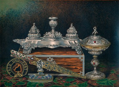 Inkstand, Paper Weight, Hunting Knife or Dagger, Covered Tazza, Paper Weight by Robert Dudley