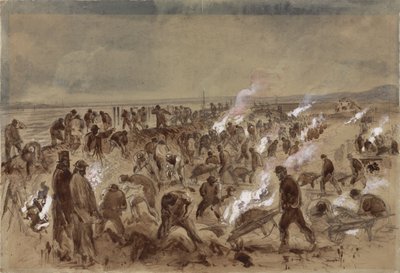 Workmen laying telegraph cable by Robert Dudley