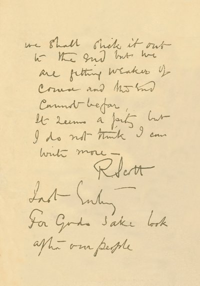 Facsimile of Message to the Public, 29 March 1912, 1913 by Robert Falcon Scott