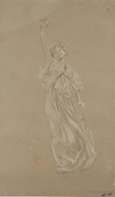 Study of Standing Draped Female Figure for Moods to Music Mural by Robert Frederick Blum