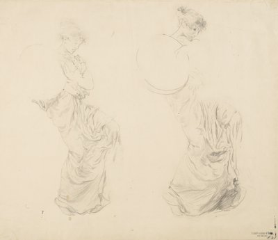 Study of Two Female Figures for Moods to Music Mural by Robert Frederick Blum