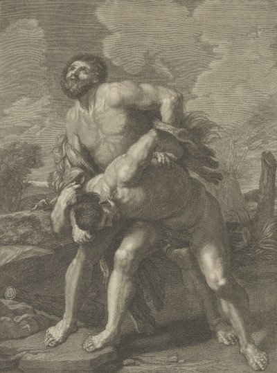 Hercules Wearing a Lion Skin and Fighting Achelous, a Landscape in the Background by Robert Hecquet
