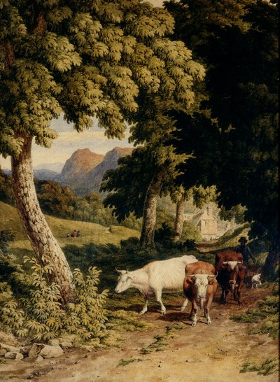 Landscape with Cattle and Herdsman by Robert Hills