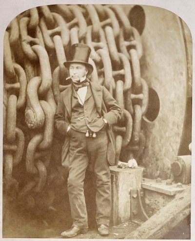 Isambard Kingdom Brunel at Millwall, leaning against a Chain Drum, November 1857 by Robert Howlett