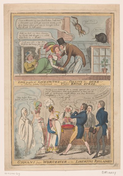 Caricature of the Marriage of the Marquis of Worcester and Anne Francis Culling Smith, 1822 by Robert Isaac Cruikshank