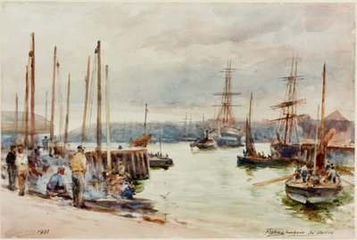 Fishing Harbour, North Shields by Robert Jobling