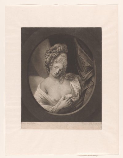 Portrait of a Woman with a Partially Covered Décolleté in a Boudoir, Possibly Catherine Bampfylde by Robert John Dunkarton