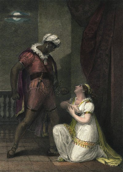 Othello and Desdemona in Venice. Illustration for 