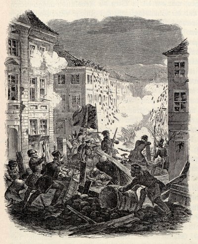 Barricade Fighting at the Cölln Townhall in Berlin on the Night of 18 to 19 March 1848 by Robert Kretschmer