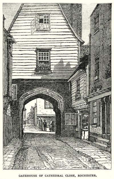 Gatehouse of Cathedral Close, Rochester (engraving) by Robert Langton