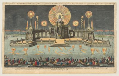 A View of the Grand Theatre & Fireworks erected on the Water near the Court at the Hague, 1794 by Robert Laurie