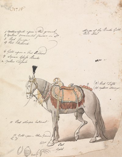 Sketch of an Elaborately Saddled Horse by Robert Mabon
