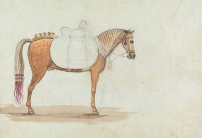 Unfinished Sketch of an Elaborately Saddled Horse by Robert Mabon