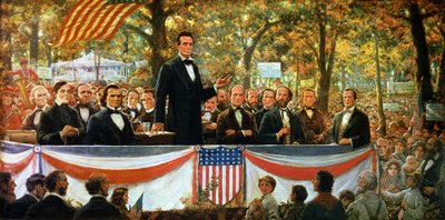 Abraham Lincoln and Stephen A. Douglas Debating at Charleston, Illinois on 18th September 1858 by Robert Marshall Root