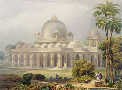 The Roza at Mehmoodabad in Guzerat, or the Tomb of Vizier of Sultan Mehmood, from Volume II of Scenery, Costumes and Architecture of India, Etched by John Willis and Engraved by Charles B by Robert Melville Grindlay