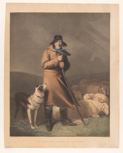 Shepherd with His Dog and Sheep by Robert Mitchell Meadows
