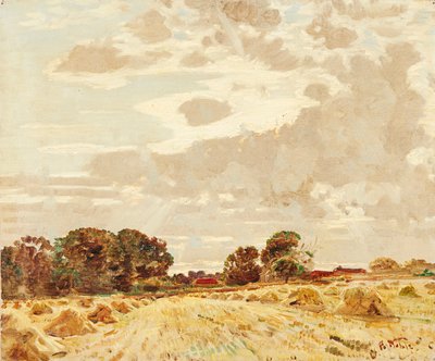 Harvest at the Knowes, East Linton by Robert Noble