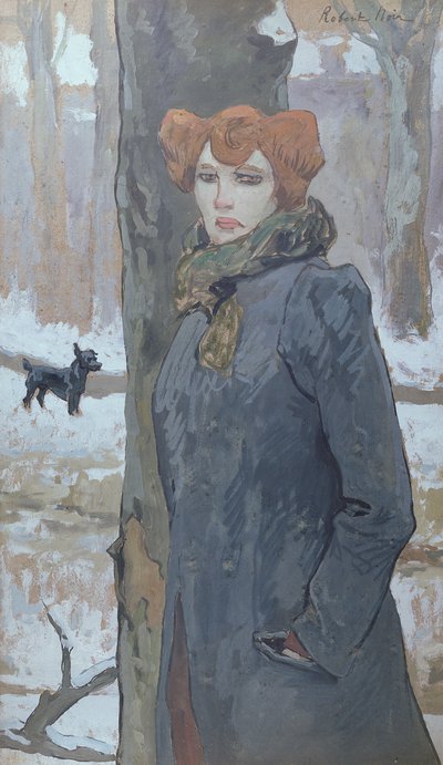 A prostitute in a forest in winter by Robert Noir
