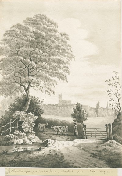 Wolverhampton - Distant View from Dunstall Lane, 1837 by Robert Noyes