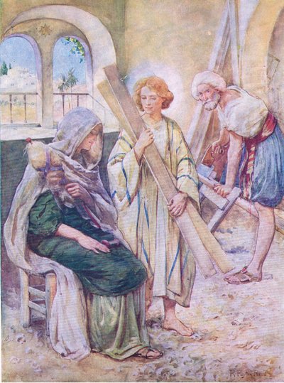 The boyhood of Jesus, from The Bible Picture Book published by Thomas Nelson, c.1950 by Robert Payton Reid