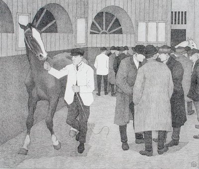 Horse Dealers at the Barbican (Barbican No.2) 1921 by Robert Polhill Bevan