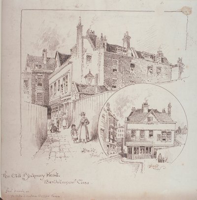 Back View of the Old Blakeney Head Inn, Bartholomew Close, London, c.1900 by Robert Randoll