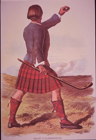 Clansman of Grant of Glenmoriston Playing Shinty by Robert Ronald (after) McIan
