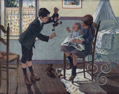 The Education of the Little Brother: In a Room, a Baby Sitting on His Big Sister