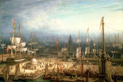 Four-Masted Clipper Ship in Liverpool Harbour by Robert Salmon