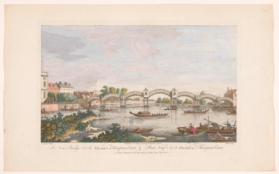 View of the Hampton Court Bridge over the River Thames between Hampton and East Molesey by Robert Sayer