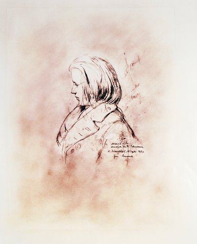 Portrait of the German Composer Johannes Brahms by Robert Schumann